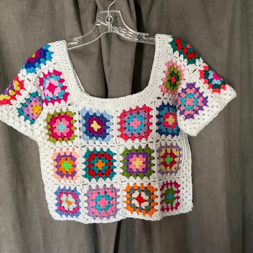 NWOT Etsy Granny Square Boho Top - size L